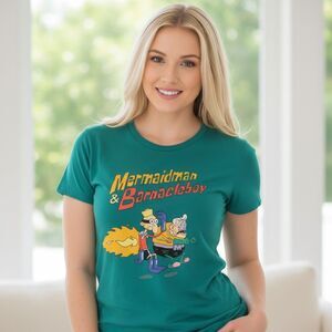 Nickelodeon Unisex SpongeBob Mermaidman & Barnacleboy Graphic T-Shirt Small